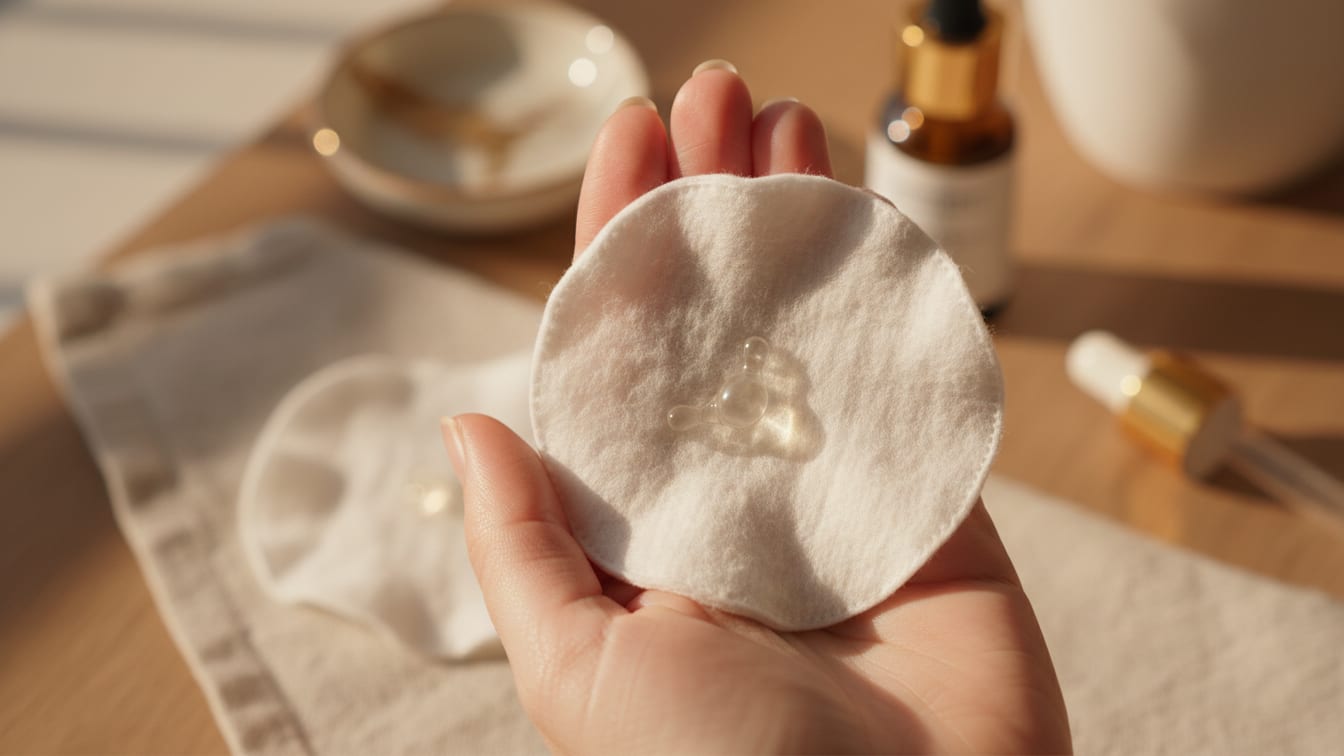 Illustration: A translucent capsule on a cotton pad, lit by warm morning light.